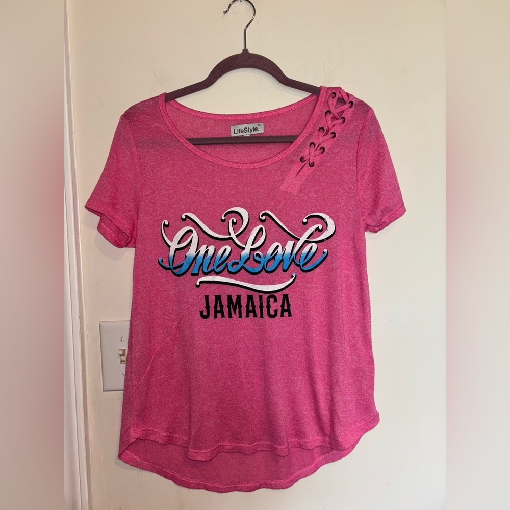 Lifestyle Pink Cut Out Graphic Short Sleeve Tee